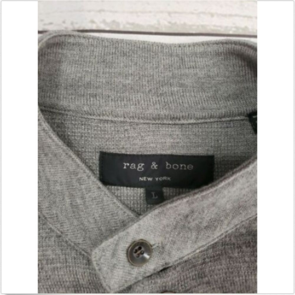 Rag & Bone Wool Sweater Large Gray Button Front - image 4